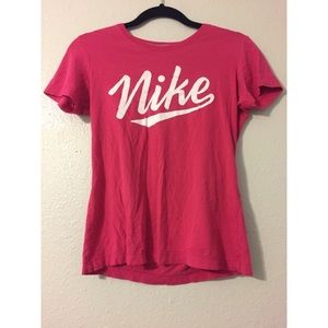 Red scoop neck shirt